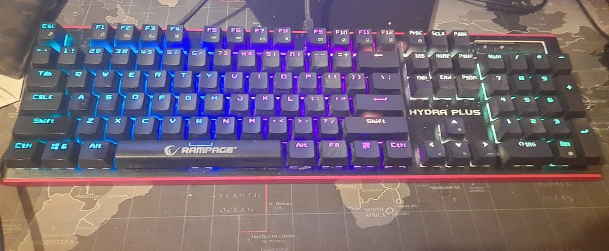 Rampage HYDRA R6 PLUS Full RGB Usb + With Audio Port US Layout Aluminum Coating Blue Switch Gaming Mechanical Keyboard