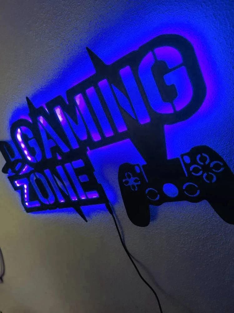 Gaming Zone LED Işıklı Ahşap Tablo