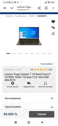 MÜHENDİSLİK HARİKASI LENOVO YOGA CREATOR 7 | i7-10750H | GTX1650 - görsel 2