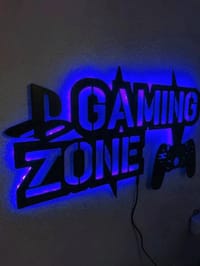 Gaming Zone LED Işıklı Ahşap Tablo - görsel 3