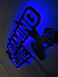 Gaming Zone LED Işıklı Ahşap Tablo - görsel 2
