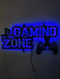 Gaming Zone LED Işıklı Ahşap Tablo - görsel 4