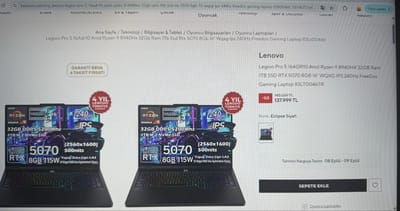 Legion Pro 5 16adr10 8940HX rtx5070 sıfır gibi