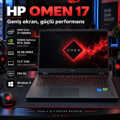 HP OMEN 17 Gaming Laptop – i7-11800H / RTX 3060 / 16 GB RAM / 144 Hz
